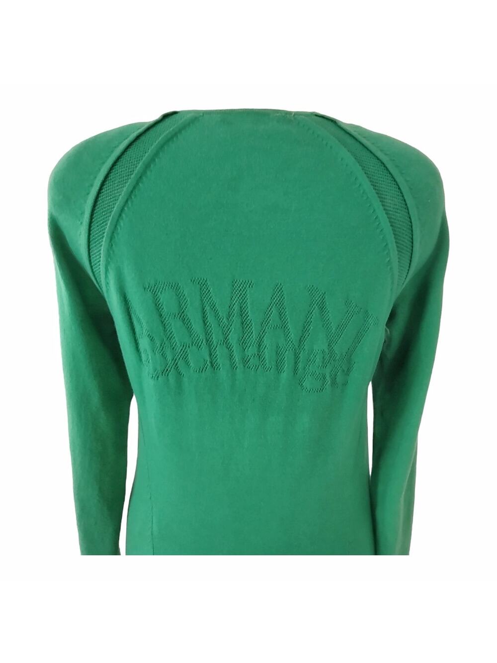 ARMANI Green Sweater w/ Mesh Inset Sz M Zip Front Preppy Designer Bright Unisex